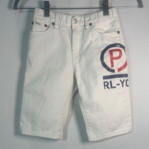 Polo by Ralph Lauren White Jean Shorts with Logo - Kids Size 7